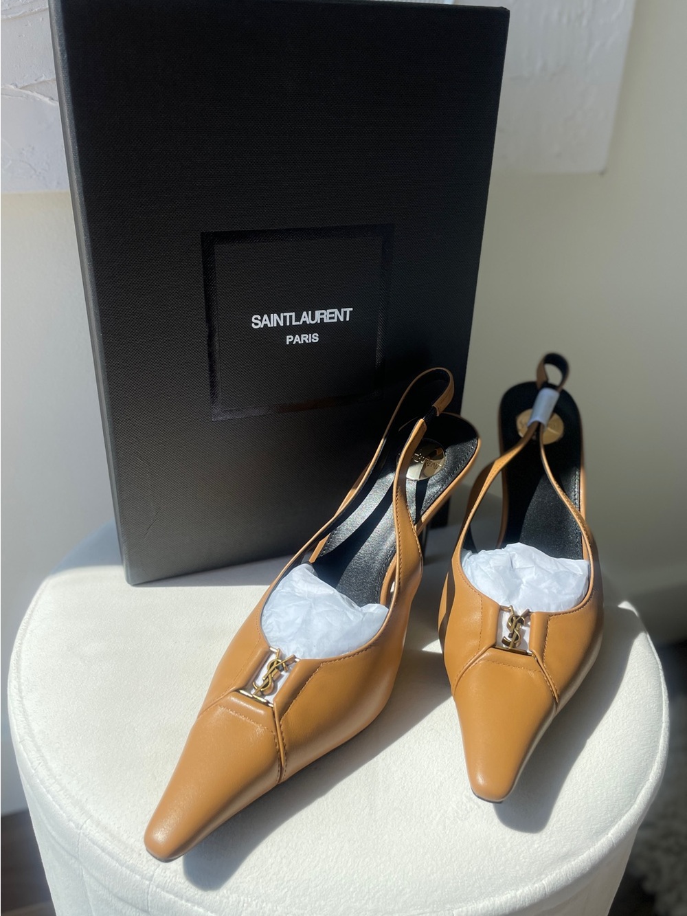 Saint Laurent Babylone Leather YSL Slingback Pumps NWT